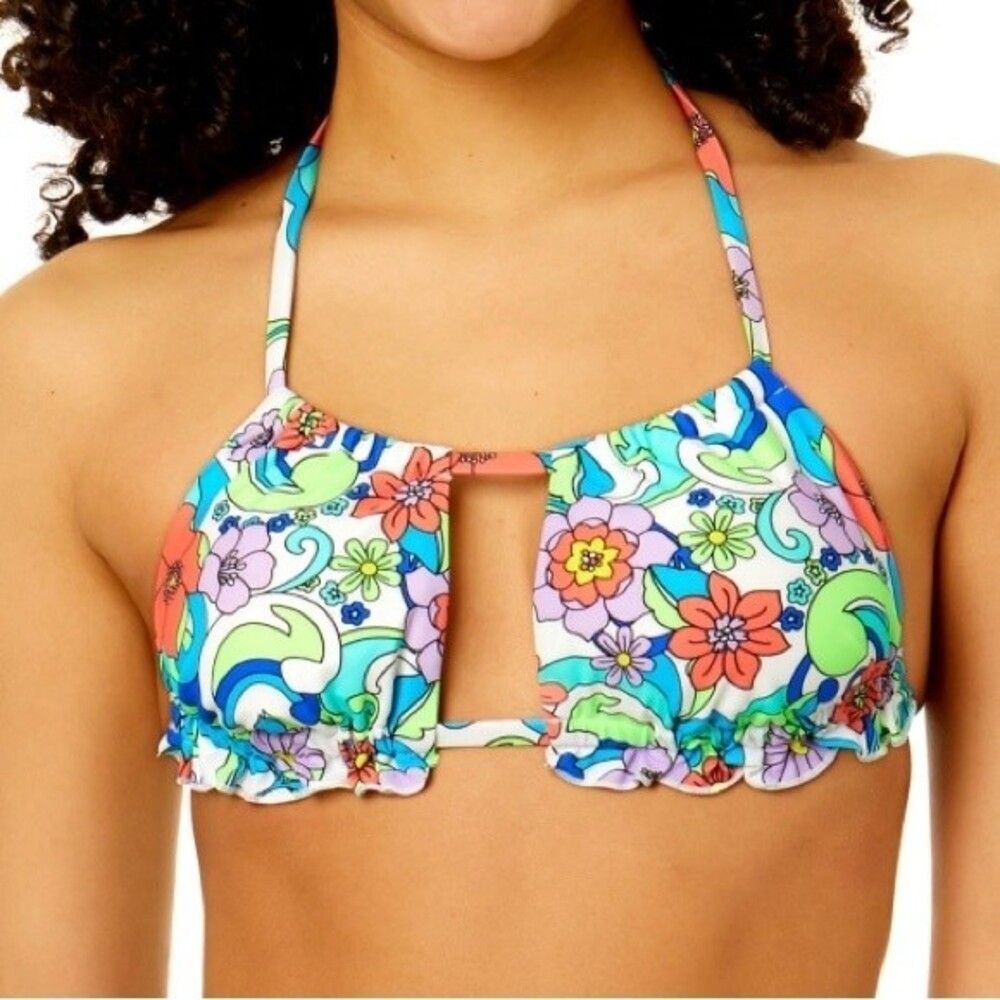 No Boundaries Retro Floral Multiwear Bikini Top Juniors XL 15-17 NWT